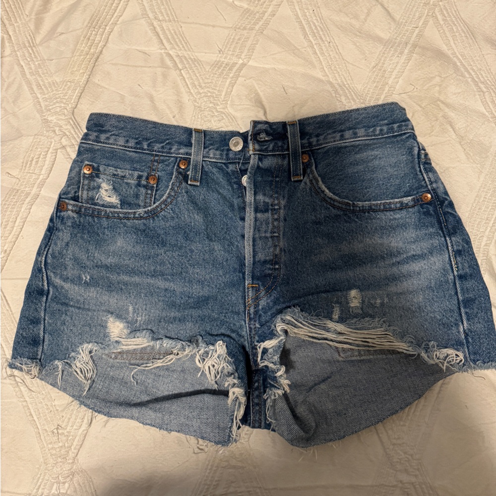 Levi's 501 Blue Jean Shorts Distressed Cut-Off Style